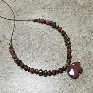Handmade Southwest Rhodonite Bear Pendant Necklace